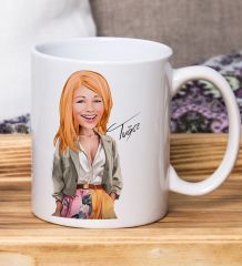 Kişiye Özel Karikatürlü Kadın Tasarımlı Beyaz Kupa Bardak-109, Arkadaşa Hediye , Karikatürlü Kupa Bardak