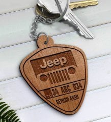 Kişiye Özel İsimli Plakalı Jeep Ahşap Anahtarlık-2