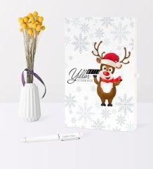 Kişiye Özel Yılbaşı Mutlu Yıllar Temalı Beyaz Defter Kalem Seti - 11