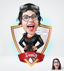 Kişiye Özel İsimli Kadın Pilot Tasarımlı Dijital Karikatür-1