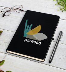 Kişiye Özel Picasso Tasarımlı Siyah Defter ve Kalem Hediye Seti