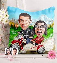 Kişiye Özel Sevgililer Karikatürlü Saten Yastık - 12