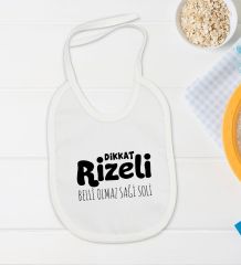 BK Kids Dikkat Rizeli Tasarımlı Beyaz Bebek Body Zıbın ve Mama Önlüğü Hediye Seti-1