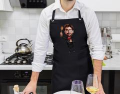 BK Gift Kişiye Özel Erkek Chef Karikatürlü Profesyonel Siyah Mutfak Önlüğü, Aşçı Önlüğü, Şef Önlüğü, Arkadaşa Hediye-13