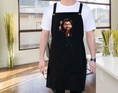 BK Gift Kişiye Özel Erkek Chef Karikatürlü Profesyonel Siyah Mutfak Önlüğü, Aşçı Önlüğü, Şef Önlüğü, Arkadaşa Hediye-13
