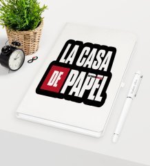 Kişiye Özel La Casa De Papel Beyaz Defter Kalem Seti - 23