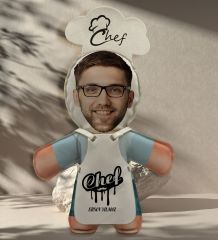 BK Gift Kişiye Özel Fotoğraflı Erkek Chef Bebek Yastık-2
