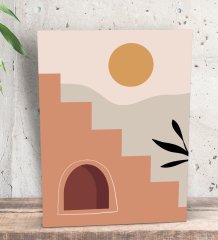 BK Gift Minimalist Landscape Tasarımlı Dekoratif Mini Kanvas Tablo 15x20cm-1