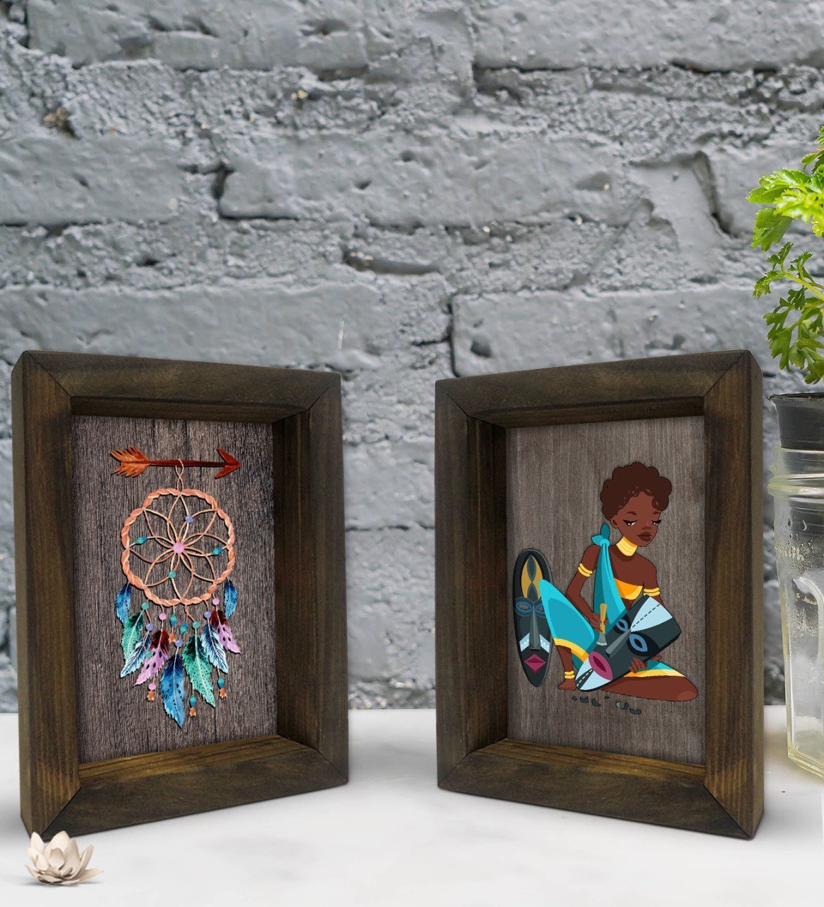 Bk Gift Dekoratif 2'li Doğal Masif Ahşap Çerçeve 15x20cm-81