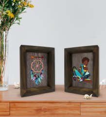 Bk Gift Dekoratif 2'li Doğal Masif Ahşap Çerçeve 15x20cm-81