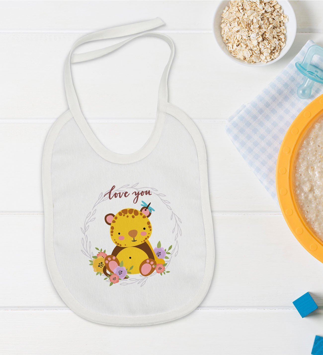 BK Kids Love You Tasarımlı Bebek Mama Önlüğü - Model 2