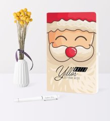 Kişiye Özel Yılbaşı Noel Baba Temalı Beyaz Defter Kalem Seti - 6
