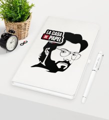 Kişiye Özel La Casa De Papel Beyaz Defter Kalem Seti - 22