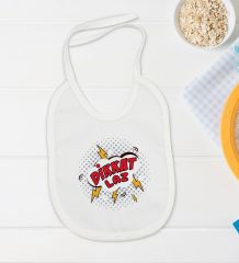 BK Kids Dikkat Laz Tasarımlı Beyaz Bebek Body Zıbın ve Mama Önlüğü Hediye Seti-1