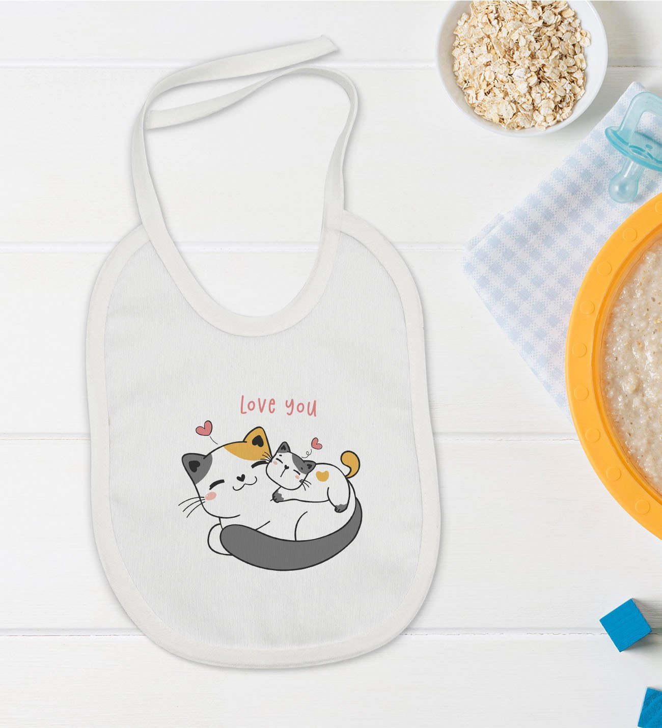 BK Kids Love You Tasarımlı Bebek Mama Önlüğü - Model 1