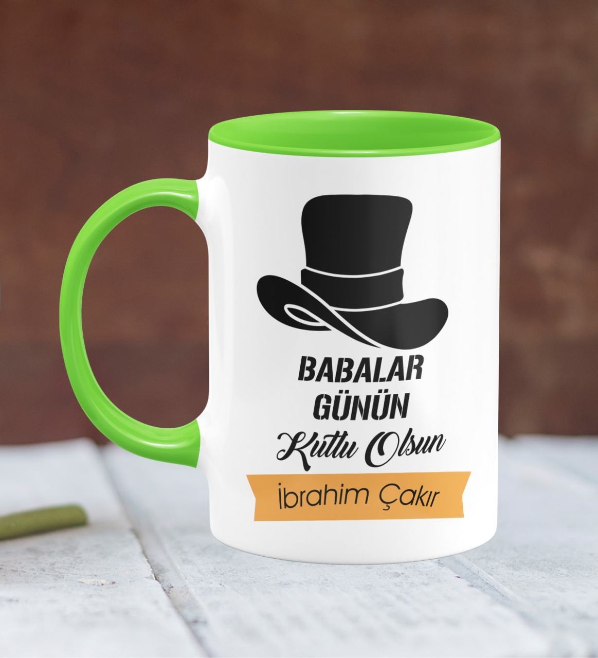 Kişiye Özel Babalar Günü Temalı Yeşil Kupa Bardak 24-392Y