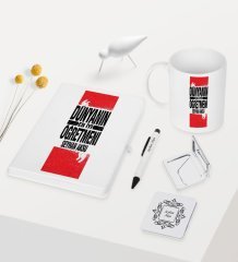Kişiye Özel Dünyanın En İyi Öğretmeni Temalı Beyaz Defter Kalem Kupa Ayna Seti - 1