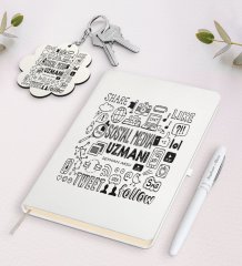 Kişiye Özel Sosyal Medya Uzmanı Beyaz Defter Kalem ve Anahtarlık Hediye Seti-2