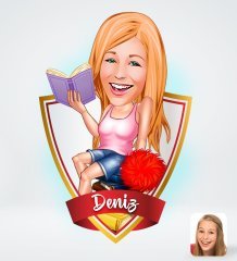 Kişiye Özel İsimli Kadın Öğrenci Tasarımlı Dijital Karikatür-1