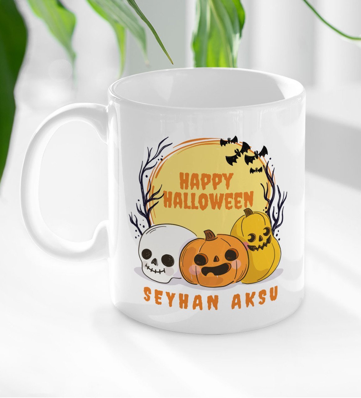 Kişiye Özel Happy Halloween Tasarımlı Beyaz Kupa Bardak-4