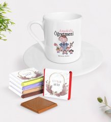 Kişiye Özel Anaokulu Öğretmeni Türk Kahvesi Fincanı ve Çikolata Hediye Seti-2