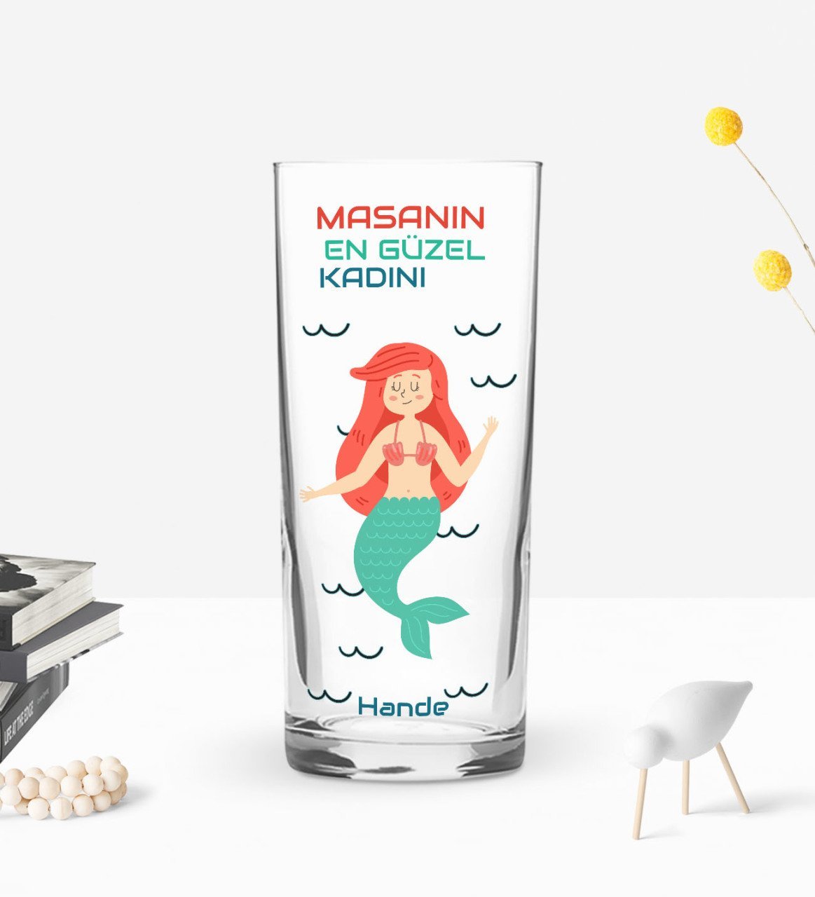 Kişiye Özel Renkli Baskılı Masanın En Güzel Kadını Tasarımlı Rakı Bardağı-1