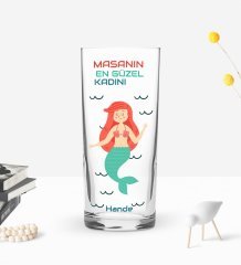 Kişiye Özel Renkli Baskılı Masanın En Güzel Kadını Tasarımlı Rakı Bardağı-1