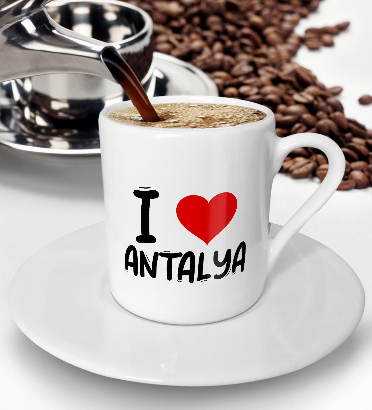 BK Gift I Love Antalya Tasarımlı Türk Kahvesi Fincanı - Model 1
