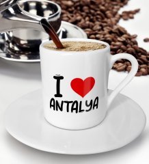 BK Gift I Love Antalya Tasarımlı Türk Kahvesi Fincanı - Model 1