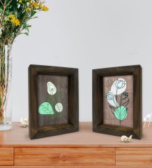 Bk Gift Dekoratif 2'li Doğal Masif Ahşap Çerçeve 15x20cm-79