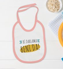 BK Kids Darlama Beni Tasarımlı Pembe Bebek Body Zıbın ve Mama Önlüğü Hediye Seti-1
