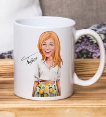 Kişiye Özel Karikatürlü Kadın Tasarımlı Beyaz Kupa Bardak-105, Arkadaşa Hediye , Karikatürlü Kupa Bardak