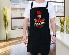 BK Gift Kişiye Özel Erkek Chef Karikatürlü Profesyonel Siyah Mutfak Önlüğü, Aşçı Önlüğü, Şef Önlüğü, Arkadaşa Hediye-10