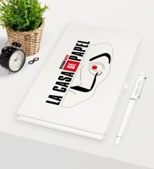 Kişiye Özel La Casa De Papel Beyaz Defter Kalem Seti - 20
