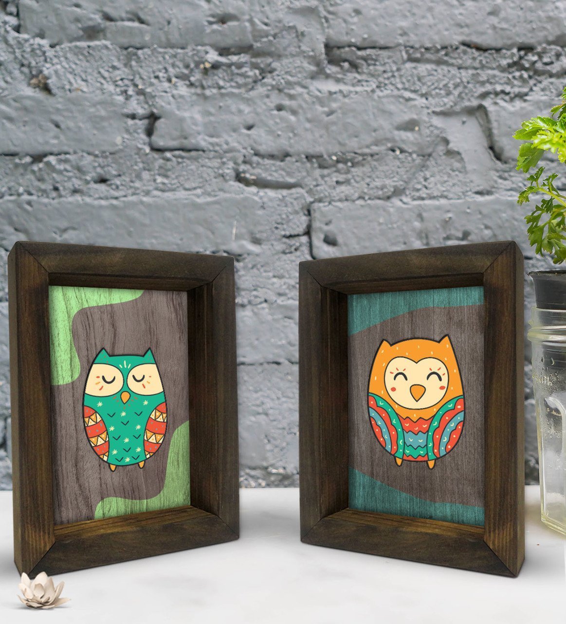 Bk Gift Dekoratif 2'li Doğal Masif Ahşap Çerçeve 15x20cm-78