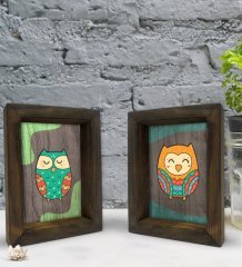 Bk Gift Dekoratif 2'li Doğal Masif Ahşap Çerçeve 15x20cm-78