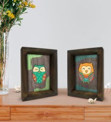 Bk Gift Dekoratif 2'li Doğal Masif Ahşap Çerçeve 15x20cm-78