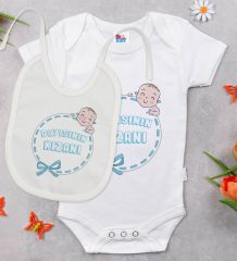 BK Kids Dayısının Kızanı Tasarımlı Beyaz Bebek Body Zıbın ve Mama Önlüğü Hediye Seti-1