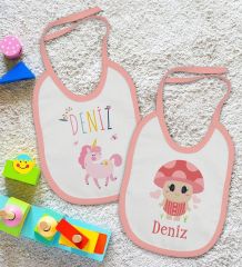 BK Kids Kişiye Özel İsimli 2’li Pembe Mama Önlüğü-1