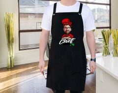 BK Gift Kişiye Özel Erkek Chef Karikatürlü Profesyonel Siyah Mutfak Önlüğü, Aşçı Önlüğü, Şef Önlüğü, Arkadaşa Hediye-9