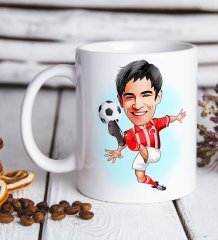Kişiye Özel Türkiye Milli Takım Formalı Futbolcu Karikatürlü Beyaz Kupa Bardak-1
