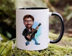 Bk Gift Kişiye Özel Rock And Roll Karikatürlü Siyah Kupa Bardak-1, Sevgiliye Hediye, Arkadaşa Hediye