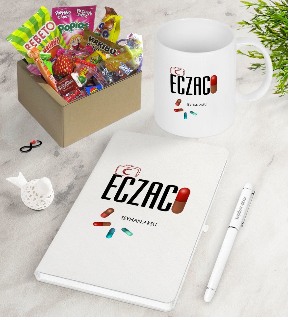 Kişiye Özel Eczacı Nostaljik Lezzetler Defter Kalem Kupa Hediye Seti-3