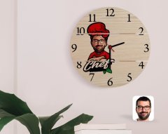 Kişiye Özel Erkek Chef Karikatürlü Otantik Ahşap Palet Saat-10
