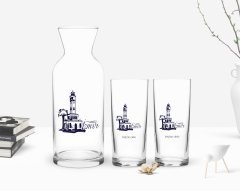 Kişiye Özel Renkli Baskılı İzmir Tasarımlı Turistik İkili Rakı Bardağı ve Karaf Hediye Seti-2