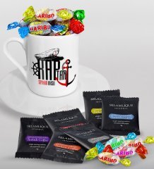 Kişiye Özel Kaptan Türk Kahvesi Fincanı Selamlique Karışık Türk Kahvesi ve Haribo Şeker Hediye Seti-2