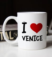BK Gift I Love Venice Tasarımlı Beyaz Kupa Bardak
