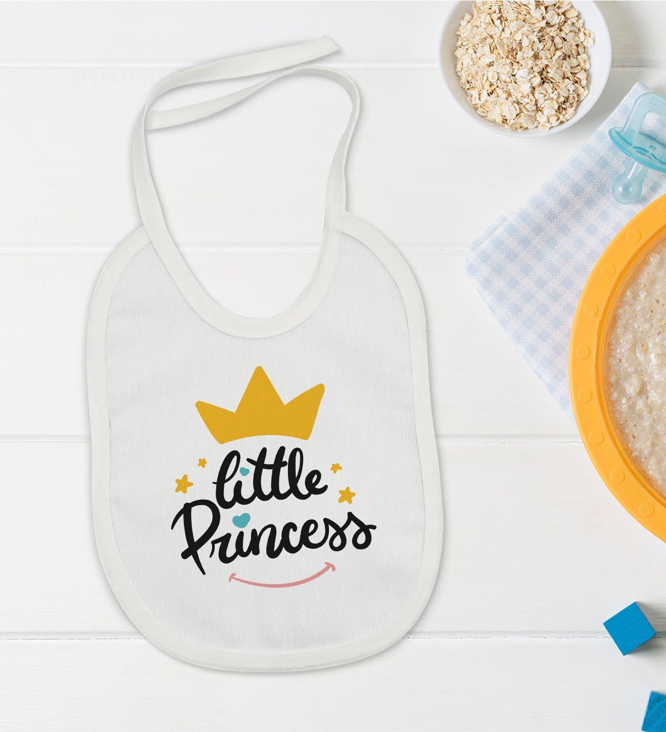 BK Kids Little Princess Tasarımlı Bebek Mama Önlüğü - Model 1