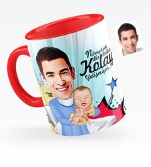 Kişiye Özel Bay Kadın Hastalıkları ve Doğum Uzmanı Karikatürlü Kırmızı Kupa Bardak - 1