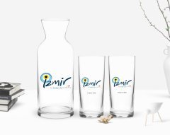 Kişiye Özel Renkli Baskılı İzmir Tasarımlı Turistik İkili Rakı Bardağı ve Karaf Hediye Seti-1